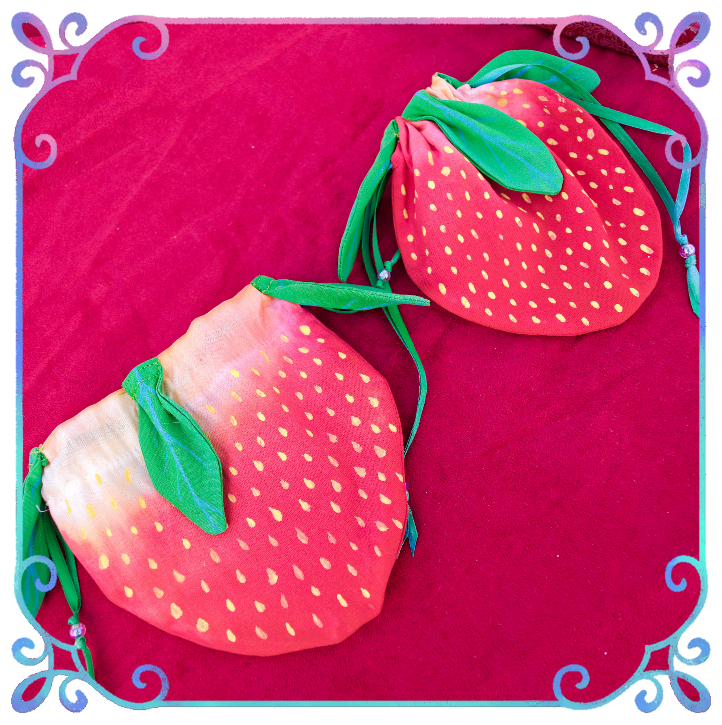 Leafling Satchels of the Verdant Realms ~ Strawberry Style Drawstring Bag