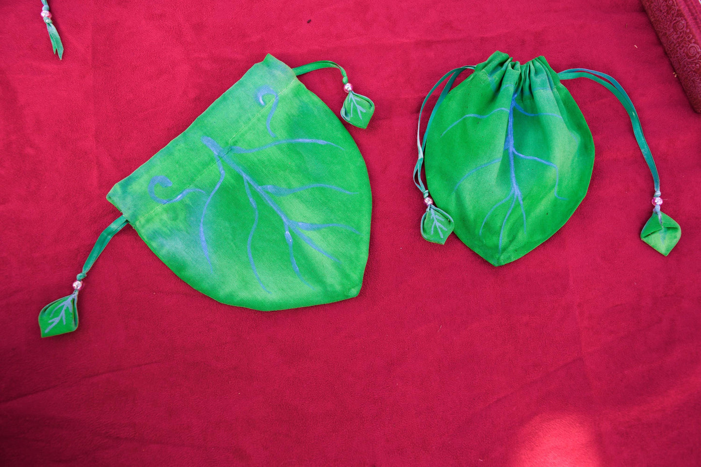 Leafling Satchels of the Verdant Realms ~ Leaf Style Drawstring Bags