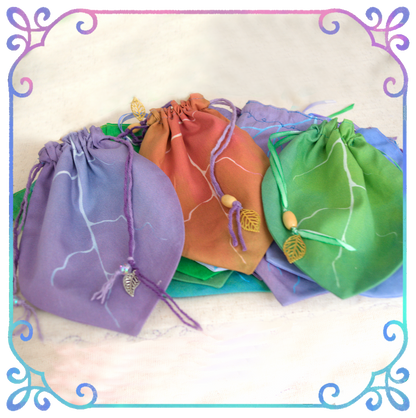 Leafling Satchels of the Verdant Realms ~ Leaf Style Drawstring Bags