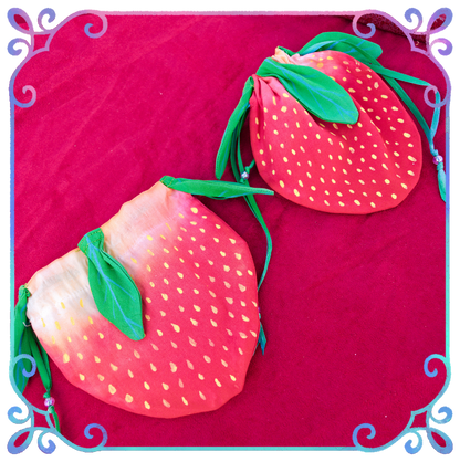 Leafling Satchels of the Verdant Realms ~ Strawberry Style Drawstring Bag